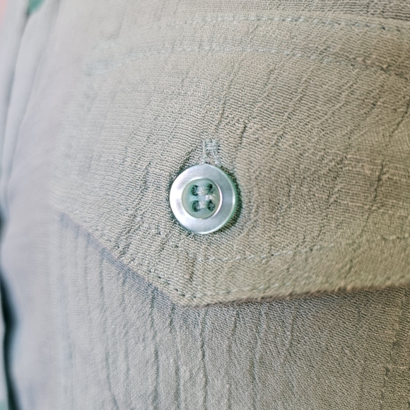 Mine teal sleeveless button down front tie fitted shirt top size S US - Picture 7 of 10